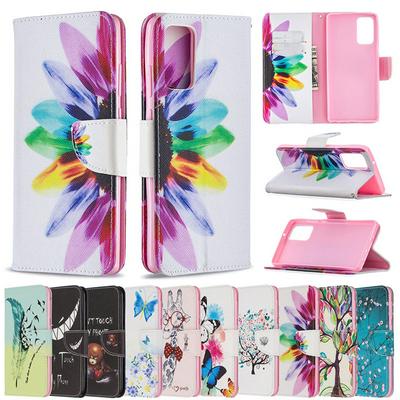 Colored Painting Scratch Resistant Clamshell Type PU Leather Phone Protective Case with Card Slots&Stand for Samsung Galaxy Note20