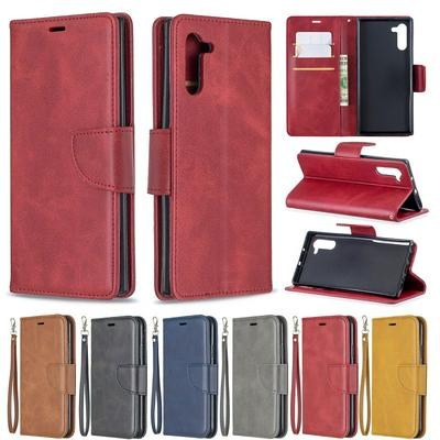 Wallet Case for Samsung Galaxy Note 10, Plain Imitation Leather Phone Case with Card Slots and Hidden Kickstand