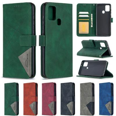 Hijab Rhombus Pattern BF05 Scratch Resistant PU Leather Phone Protective Case with Stand &Card Slots for Samsung Galaxy A21S