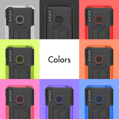 Dazzling Pattern Scratch Resistant Shockproof Hard PC +TPU Back Cover Case with Foldable Stand for Samsung Galaxy A70e