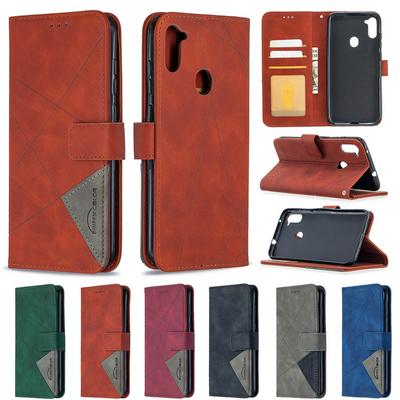 Hijab Rhombus Pattern BF05 Scratch Resistant PU Leather Phone Protective Case with Stand &Card Slots for Samsung Galaxy A11 / M11