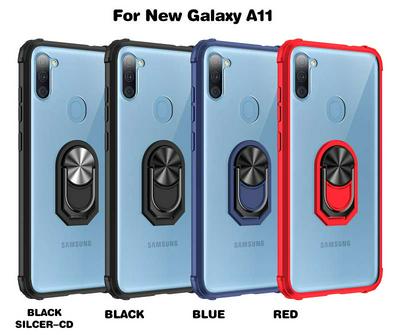 Sergeant Acrylic Shock Absorption and Anti-fall PC+TPU Phone Case with Metal Ring Kickstand and Metal Patch for Samsung Galaxy A11