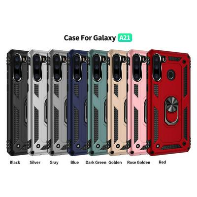 Armor Case For Samsung Galaxy A21 Case Magnet Car Ring Holder Shockproof Stand Phone Cover Fundas