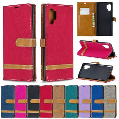 Wallet Case for Samsung Galaxy Note 10+, Denim-style Leather Phone Cover Attached with Wrist Strap