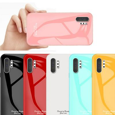 Glossy Macaron Solid Color Shockproof Tempered Glass Back Cover Case for Samsung Galaxy Note10+/Samsung Galaxy Note10 Pro