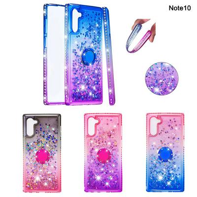 Gradient Color Side Diamond Studded Anti-Scratch Quicksand Soft TPU Back Cover Protective Case for Samsung Galaxy Note10