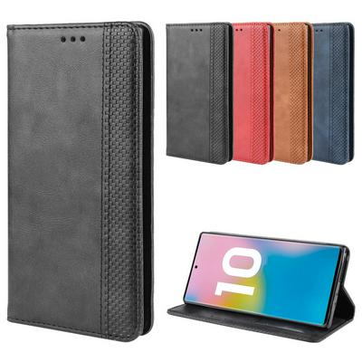 Wallet Phone Case for Samsung Galaxy Note 10+, Retro Leather Coated Phone Cover with Magnetic Closure
