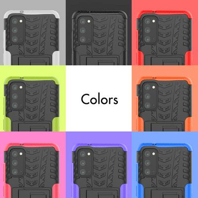 Dazzling Pattern Scratch Resistant Shockproof Hard PC +TPU Back Cover Case with Foldable Stand for Samsung Galaxy S20