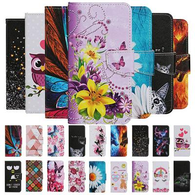 Colored Painting Wrist Strap Style Shock-Absorption Side Flip PU Leather + Soft TPU Card Slots with Magnetic Buckle and Stand Wallet Protective Case for Samsung Galaxy M11