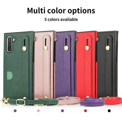 Crossbody Backpack Type Dropproof Shockproof PU Leather Wallet Phone Case with Card Slot and Wrist Strap for Samsung Galaxy Note10