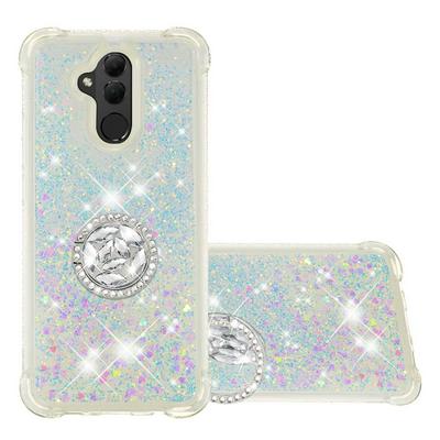 Quicksand with Diamond Studded Ring Stand Support Soft TPU Back Cover Case for Huawei Mate 20 Lite / Maimang 7