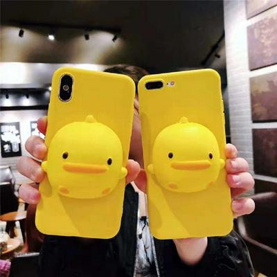 3D Squishy Cute Yellow Duck Stress Reliever Squeeze Shockproof Soft Silicone Back Cover Case for iPhone 6 / 6S / 6 Plus / 6S Plus / 7 / 8 / 7 Plus / 8 Plus / X / XR / Xs Max 6.5 / 11 6.1 / 11 Pro 5.8 / 11 Pro Max 6.5