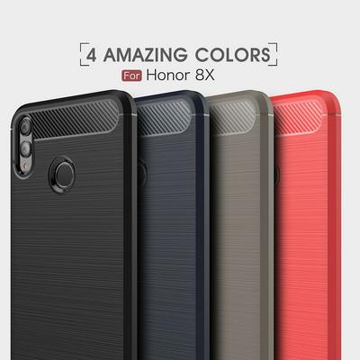 Carbon Fiber Pattern Brushed Metal Soft TPU Back Cover Case for Huawei Honor 8X 