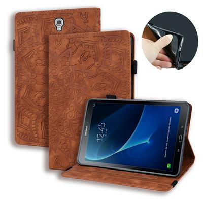 Embossed Calf Pattern Side Flip Shockproof PU Leather + Soft TPU Pen Holder Picture Frame with Card Slots and Stand Wallet Case for Samsung Galaxy Tab A 10.5 S3 T590 T595 