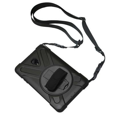 Pirate King 3 in 1 Silicone Skin + Hard PC Inner Shell Kickstand with Hand Band Strap and Detachable Shoulder Strap Back Cover Protective Case for Samsung Galaxy Tab A 8.0 (2017) T380 T385