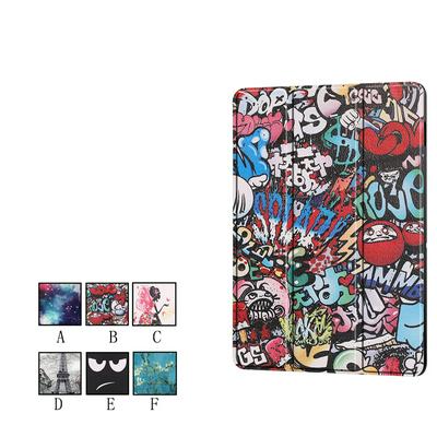 Tri-fold Color Painting Lightweight Scratch Resistant PU Leather Tablet Protective Cover with Pen Slot for Samsung Galaxy Tab S7 T870