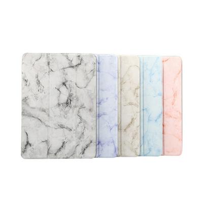 Tri-fold Marble Pattern Shockproof PU Leather Ultra-thin Bracket Tablet Case with Pencil Holder for Samsung Galaxy Tab S7+T970