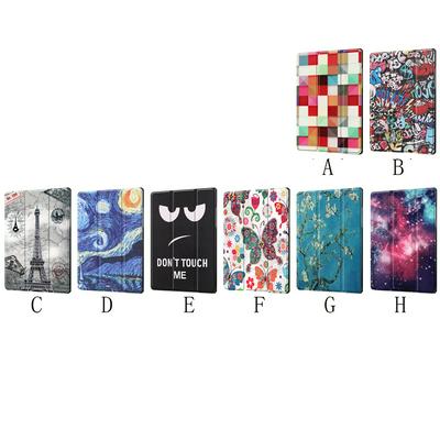 Colored Painting Tri-Fold Side Flip Shockproof PU Leather + Soft TPU with Stand and Auto Sleep / Wake Function Wallet Protective Case for Samsung Galaxy Tab A7 2020 T500