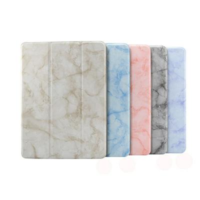 Tri-fold Marble Pattern Shockproof PU Leather Ultra-thin Bracket Tablet Case with Pencil Holder for Samsung Galaxy Tab A7 2020 T500