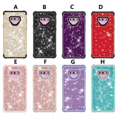 Glitter Powder 3 in 1 Shockproof Detachable Hard PC Back + Soft Silicone + Hard PC Bumper Frame Back Cover Protective Case for Samsung Galaxy Note 9 