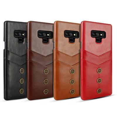 Case for Samsung Galaxy Note 9, Leather Card Holder Phone Cover with Bronze Buttons on the Back