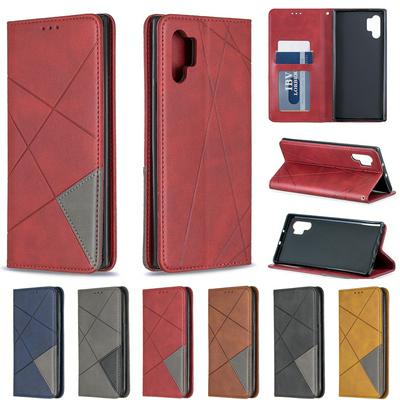 Samsung NOTE10 PRO PU+TPU Clamshell Phone Case Geometric Mosaic Pattern Retro Simple Solid Color Style Leather Phone Case for Samsung NOTE10 PRO Phone Case