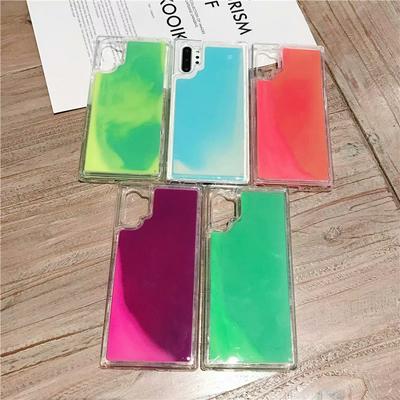 Fluorescent Luminous Glow Liquid Quicksand Hard PC Back Cover Shockproof Protective Case for Samsung Galaxy Note10