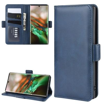 Double Buckle Solid Color PU Leather + Soft TPU with Card Slots Photo Frame Wallet and View Stand Cover Case for Samsung Galaxy Note 10 