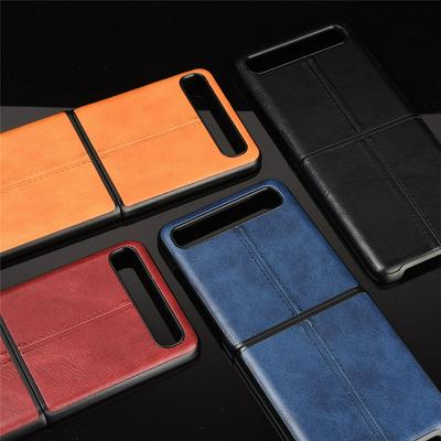 Calf Pattern Car Line Split Type Folding Screen Wear-resistant and Drop-resistant Hard PC Phone Protective Case for Samsung Galaxy Z Flip