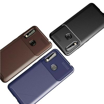 Beetle Carbon Fiber Texture Slightly Frosted Anti-Sweat Anti-Fingerprint Non-Slip Shockproof Heat Dissipation Soft TPU Back Cover Case for Samsung Galaxy A70e