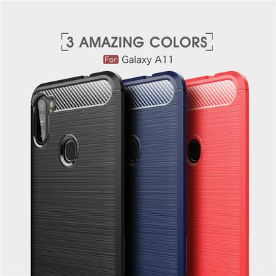 Carbon Fiber Brushed Non-Slip Anti-Fingerprint Shockproof Soft TPU Back Cover Case for Samsung Galaxy A11