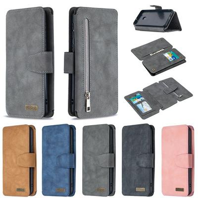 Frosted Zipper Wallet BF07 Type Detachable Scratch Resistant PU Leather Phone Case for Samsung Galaxy A21
