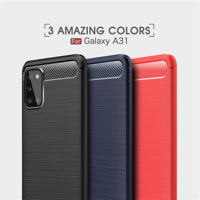 Carbon Fiber Pattern Brushed Shockproof Soft TPU Back Cover Case for Samsung Galaxy A31