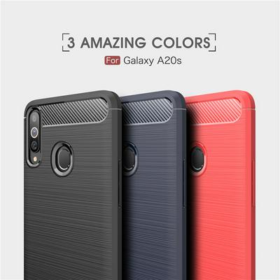 Carbon Fiber Pattern Brushed Shockproof Soft TPU Back Cover Case for Samsung Galaxy A21s
