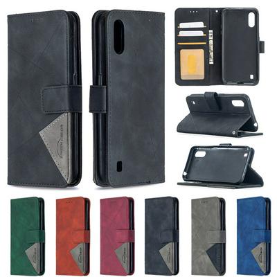 Hijab Rhombus Pattern BF05 Scratch Resistant PU Leather Phone Protective Case with Stand &Card Slots for Samsung Galaxy A01