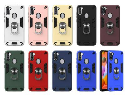 2 in 1 Detachable Shockproof Anti-Scratch Soft TPU + Hard PC with Magnetic Ring Bracket Back Cover Case for Samsung Galaxy A11
