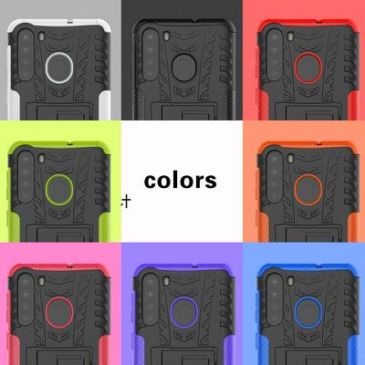 Dazzling Pattern Scratch Resistant Shockproof Hard PC +TPU Back Cover Case with Foldable Stand for Samsung Galaxy A21