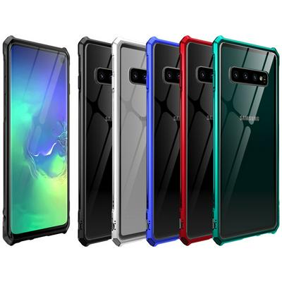 Ultra Slim Shockproof Anti-Scratch Tempered Glass Back + Metal Frame Back Cover Case for Samsung Galaxy S10