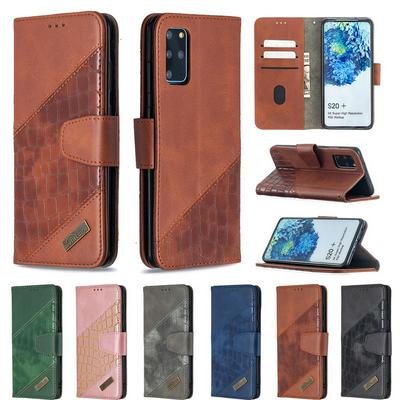 BF04 Style Stitching Color Crocodile Pattern PU Leather + Soft TPU Card Slots with Magnetic Buckle and Stand Wallet Case for Samsung Galaxy S20+