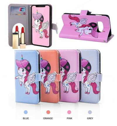 Unicorn Pattern Side Flip Shockproof PU Leather + Soft TPU Card Slot with Makeup Mirror Stand and Magnetic Buckle Case for Samsung Galaxy S10e / S10 Lite