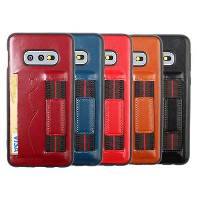 Back Card Slot Phone Case for Samsung Galaxy S10 Lite, Leather Coated Soft TPU Phone Cover With Hand Strap