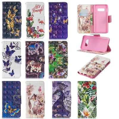3D Bright Colored Painting PU Leather + Soft TPU Wrist Strap with Wallet Stand and Card Holder Slots Protective Cover Case for Samsung Galaxy S10 Lite 