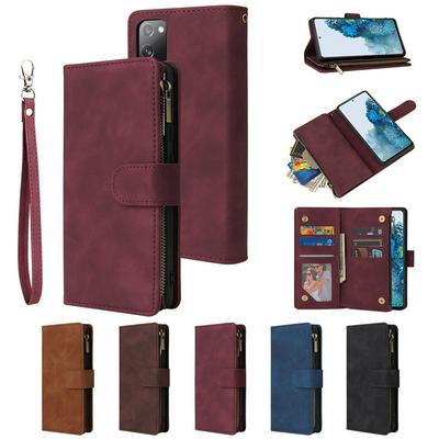 Multifunctional Cards Holder Shockproof PU Leather Zipper Wallet Phone Case for Samsung Galaxy S20 FE