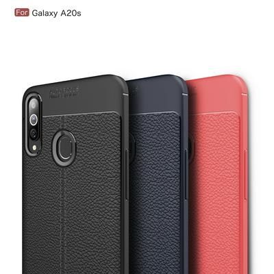 Leather-coated Case for Samsung Galaxy A20S, Soft TPU Phone Cover in Plain Color