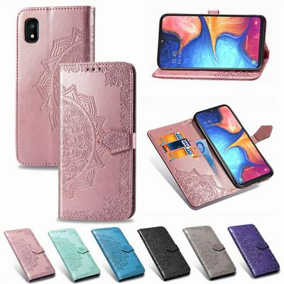 Wallet Case for Samsung Galaxy A10E, Leather Case Embossed with Mandala, Shockproof Phone Cover with Magnetic Closure and Hidden Kickstand