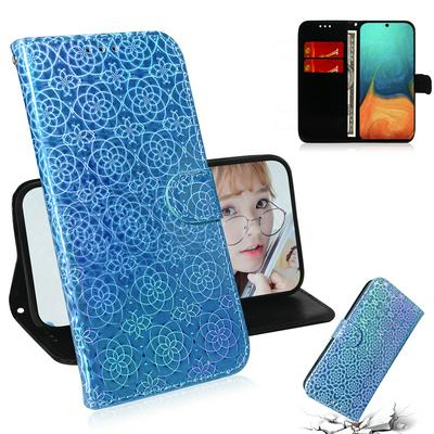 Solid Color Bright Shock-Absorption Side Flip PU Leather + Soft TPU Wrist Strap Magnetic Clasp with Card Slots and Stand Wallet Case for Samsung Galaxy A71