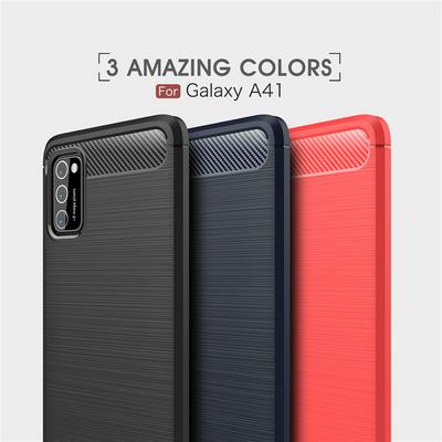 Carbon Fiber Brushed Non-Slip Anti-Fingerprint Shockproof Soft TPU Back Cover Case for Samsung Galaxy A41