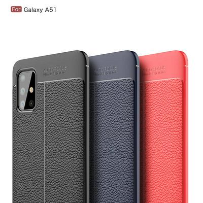 Litchi Pattern Shockproof Slim Soft TPU Back Cover Case for Samsung Galaxy A51