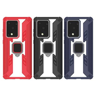 Predator Four-Corner Drop Protection Honeycomb Non-Slip with Magnetic Ring Bracket Hard PC Back + Soft TPU Bumper Back Cover Case for Samsung Galaxy S20 Ultra
