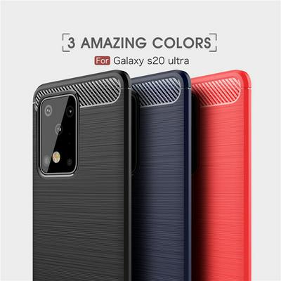 Carbon Fiber Pattern Brushed Shockproof Soft TPU Back Cover Case for Samsung Galaxy S20 Ultra